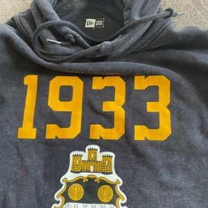 Vintage Steelers Men's Charcoal hoodie with Gold Print